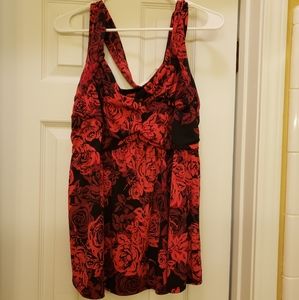 Torrid red and black top rose top